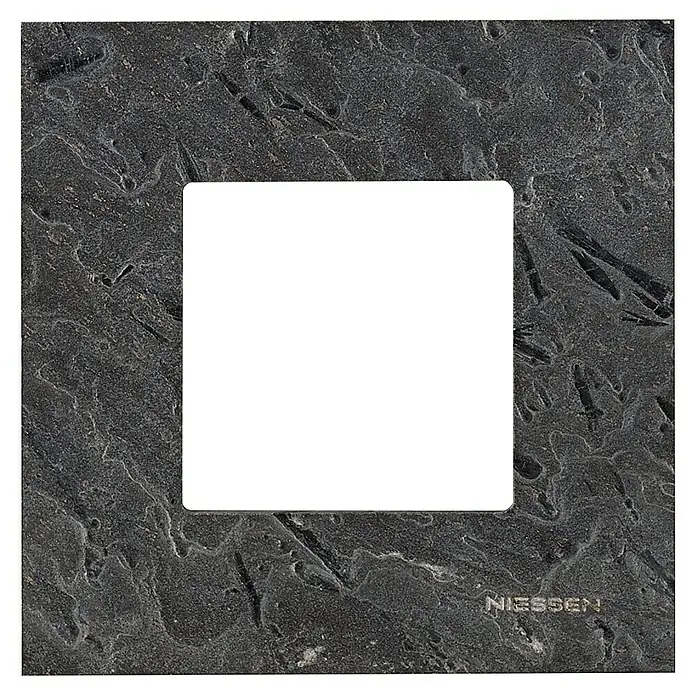 Marco Zenit - Gris, Modelo de mecanismos: x 1, Piedra natural, Colocar - Un lujoso marco de interruptor Niessen hecho de piedra oscura.