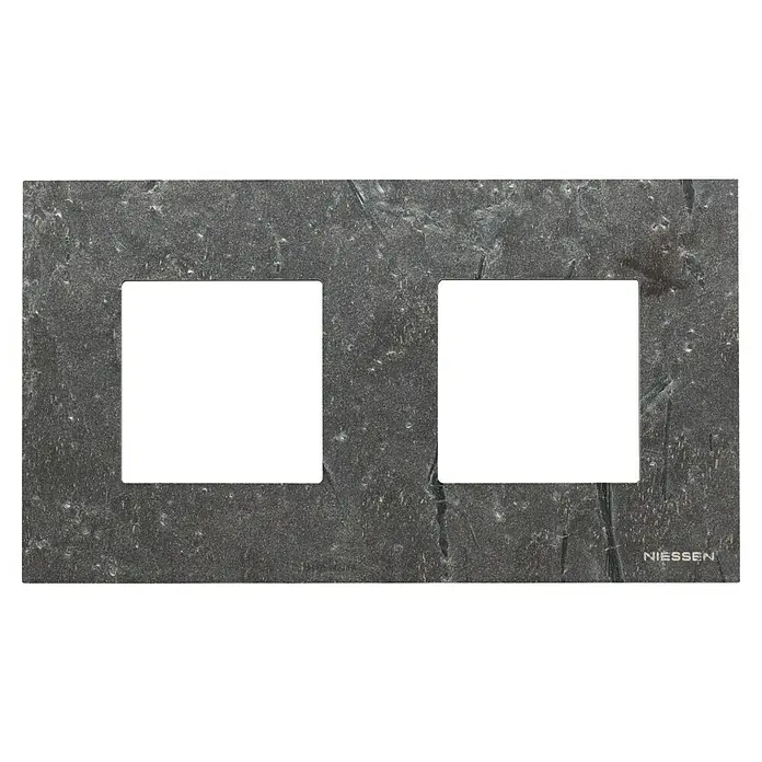 Marco Zenit - Gris, Modelo de mecanismos: x 2, Piedra natural, Colocar - Marco doble para interruptor Niessen con aspecto de pizarra, robusto y elegante. Ideal para interiores modernos, con dos aberturas.