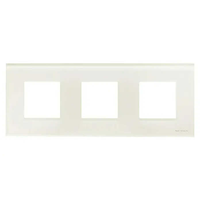 Marco Zenit - Blanco, Modelo de mecanismos: x 3, Vidrio, Colocar - Placa de interruptor Niessen blanca con tres aberturas para interruptores o enchufes, ideal para interiores modernos.