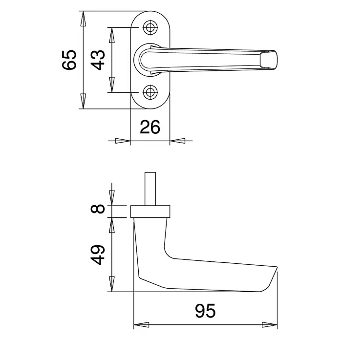 Portaferm FenstergriffVierkantstift: 7 mm, Silber, Universell einsetzbar, Form Drücker: L-Form