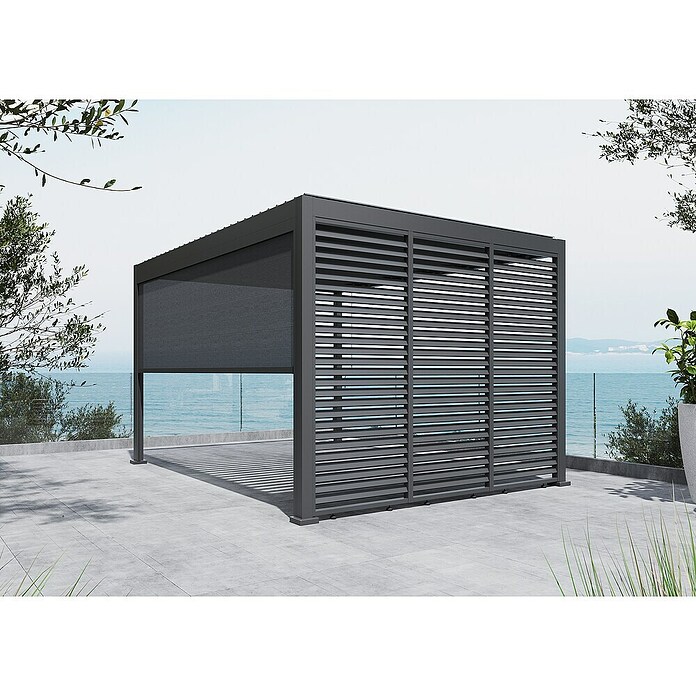 Sunfun Milos Lamellenpavillon (B x T: 386 x 294 cm, Farbe Gestell: Night-Grey, Aluminium) | BAUHAUS