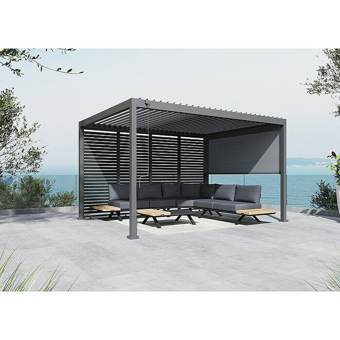 Sunfun Lumar Loungesofa-Eckelement (L x B x H: 115 x 115 x 68 cm, Aluminium, Night-Grey) | BAUHAUS