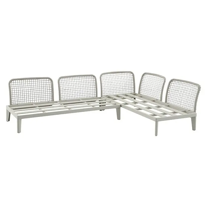 Sunfun Solo Rope Módulo de conjunto de respaldo con cojín - Aluminio, Gris claro - Estructura de sofá esquinero modular con respaldo tejido en tono neutro, ideal para personalizar tu espacio habitable.