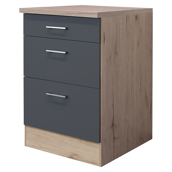 Flex-Well Tiago Unterschrank Auszug (B x T x H: 60 x 60 x 85 cm, Basaltgrau matt) | BAUHAUS