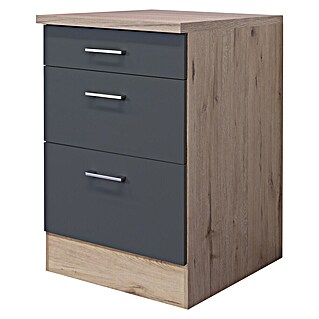 Flex-Well Tiago Unterschrank Auszug (B x T x H: 60 x 60 x 85 cm, Basaltgrau matt)