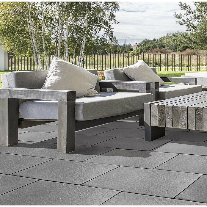Seesteiner Terrassenplatte (60 x 40 x 3,8 cm, Schieferstruktur, Beton) | BAUHAUS