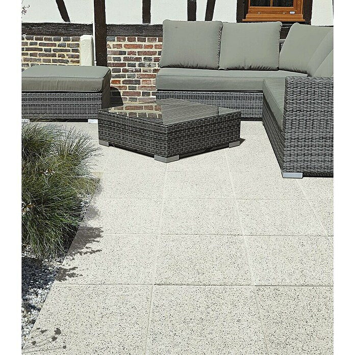 Seesteiner Terrassenplatte Country (40 x 40 x 3,8 cm, Weiß, Beton) | BAUHAUS