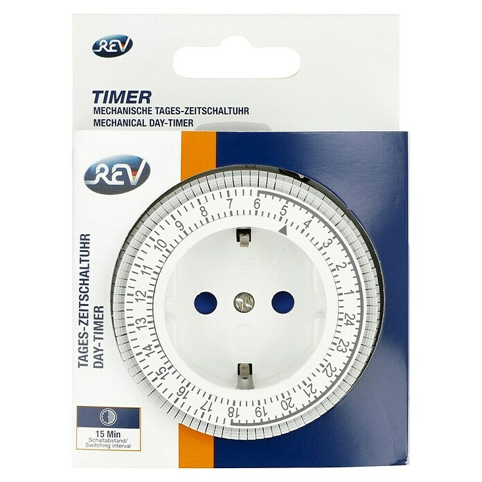 REV Tages-Zeitschaltuhr Kompakt (Mechanisch, 3.680 W, Schaltzeiten: 96 pro Tag, Min. Schaltabstand: 15 min)