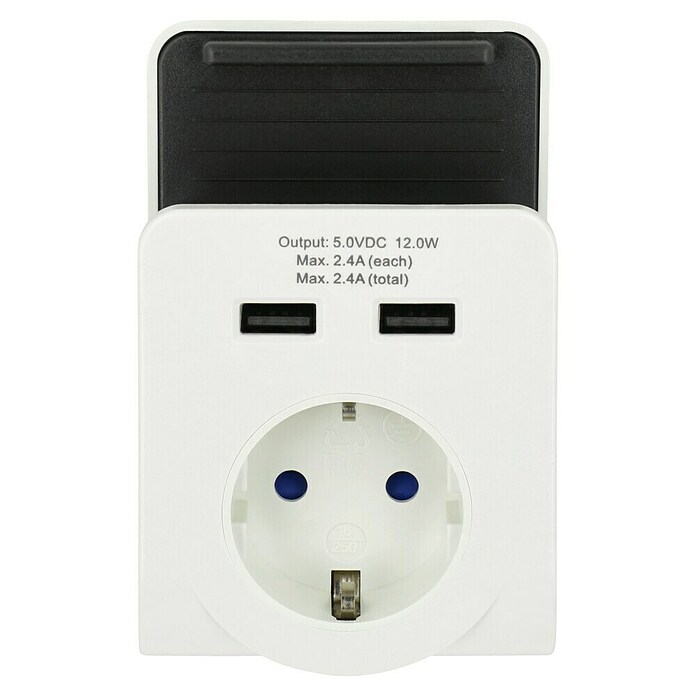 REV Cargador USB Enchufe adaptador (Blanco, 2 conexiones USB) | BAUHAUS