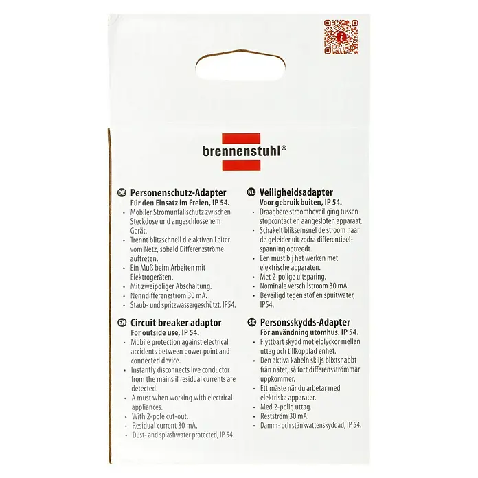 Brennenstuhl Schutzadapter BDI-A 2 30 - Polanzahl: 2 Stk., IP54, 16 A, Gelb - Brennenstuhl Personenschutz-Adapter für den Einsatz im Freien, IP 54. Schützt vor Stromunfällen und trennt blitzschnell bei Differenzströmen.