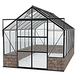 Vitavia Gewächshaus Cassandra 11500 Plus (Außenmaß inkl. Dachüberstand (B x T): 257 x 448 cm, 3 mm, Schwarz/ Herbstlaub)
