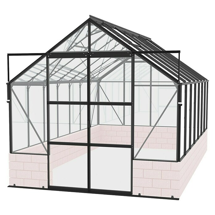 Vitavia Gewächshaus Cassandra 9900 Plus (3,85 x 2,57 x 2,49 m, Farbe: Schwarz, Einscheibensicherheitsglas (ESG))