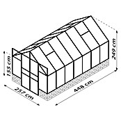 Vitavia Gewächshaus Cassandra 9900 Plus (3,85 x 2,57 x 2,49 m, Farbe: Schwarz, Einscheibensicherheitsglas (ESG))