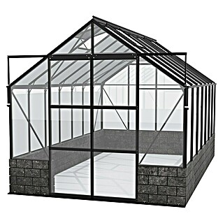Vitavia Gewächshaus Cassandra 11500 Plus (Außenmaß inkl. Dachüberstand (B x T): 257 x 448 cm, 3 mm, Schwarz/ Basalt)