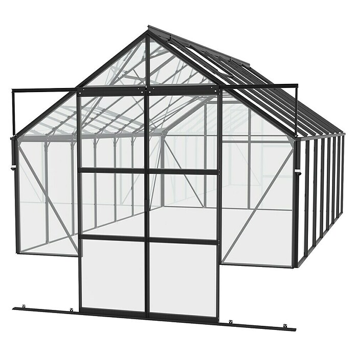 Vitavia Gewächshaus Cassandra 9900 Plus (3,85 x 2,57 x 2,49 m, Farbe: Schwarz, Einscheibensicherheitsglas (ESG))