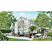 Vitavia Gewächshaus (3,85 x 2,57 x 2,49 m, Farbe: Aluminium, Sockelmauer, Farbe Stein: Sandstein, Einscheibensicherheitsglas (ESG))