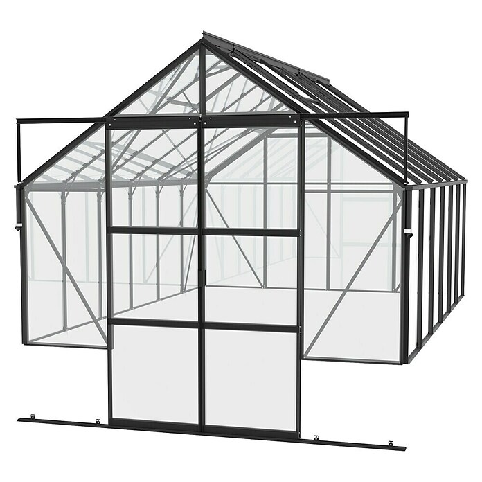 Vitavia Gewächshaus Cassandra 9900 (3,85 x 2,57 x 2,49 m, Farbe: Schwarz, Einscheibensicherheitsglas (ESG))