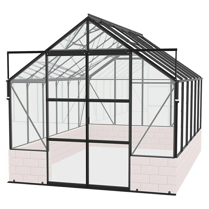 Vitavia Gewächshaus Cassandra 9900 (3,85 x 2,57 x 2,49 m, Farbe: Schwarz, Einscheibensicherheitsglas (ESG))