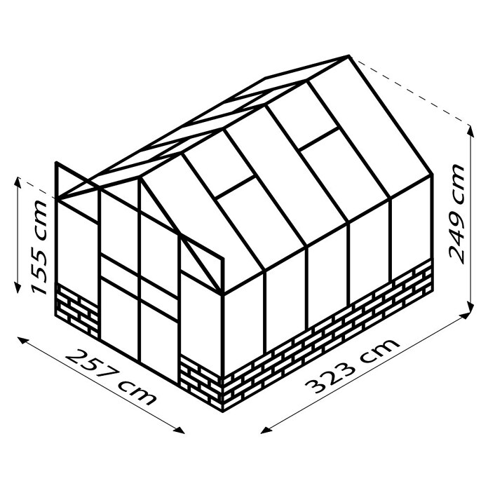 Vitavia Gewächshaus Cassandra 8300 (Außenmaß inkl. Dachüberstand (B x T): 257 x 323 cm, 3 mm, Aluminium/ Herbstlaub) | BAUHAUS