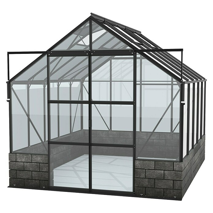 Vitavia Gewächshaus Cassandra 8300 (Außenmaß inkl. Dachüberstand (B x T): 257 x 323 cm, 3 mm, Schwarz/ Basalt) | BAUHAUS