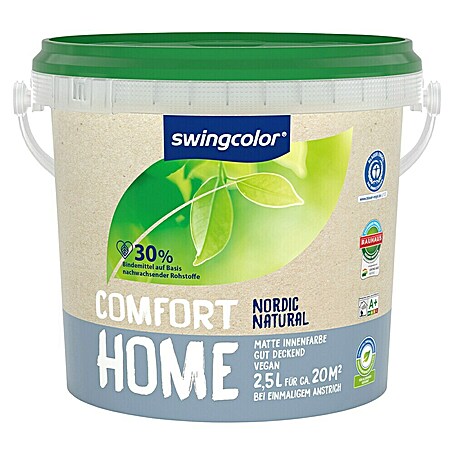 swingcolor Wandfarbe Comfort Home (Nordic Natural, Stumpfmatt, 2,5 l, Konservierungsmittelfrei)