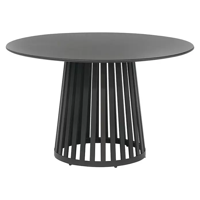 SENSUM Gartentisch rund Sandefjord - Ø x H: 120 x 73,5 cm, Aluminium, Schwarz - Runder schwarzer Esstisch mit Lattenfuß.