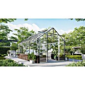 Vitavia Gewächshaus (4,48 x 2,57 x 2,49 m, Farbe: Aluminium, Sockelmauer, Farbe Stein: Sandstein, Einscheibensicherheitsglas (ESG))