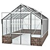 Vitavia Gewächshaus (4,48 x 2,57 x 2,49 m, Farbe: Aluminium, Sockelmauer, Farbe Stein: Sandstein, Einscheibensicherheitsglas (ESG))