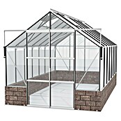 Vitavia Gewächshaus (4,48 x 2,57 x 2,49 m, Farbe: Aluminium, Sockelmauer, Farbe Stein: Sandstein, Einscheibensicherheitsglas (ESG))