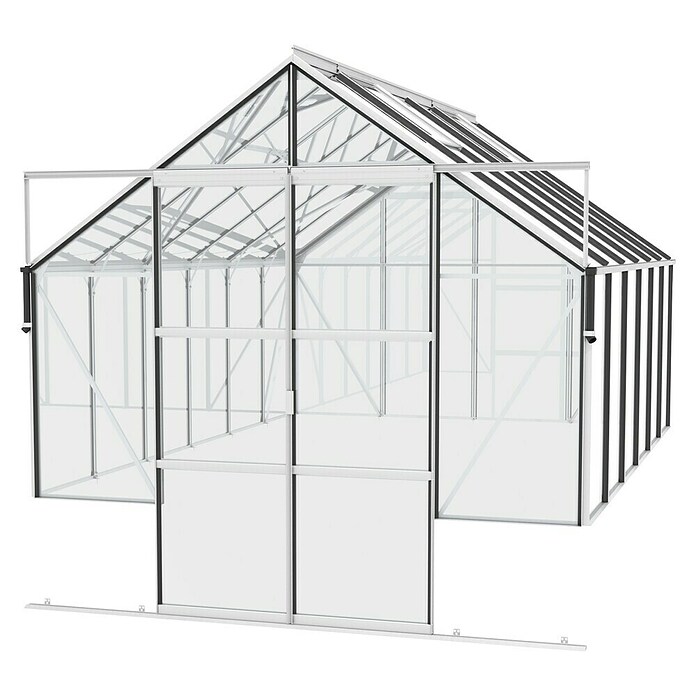 Vitavia Gewächshaus Cassandra 9900 (3,85 x 2,57 x 2,49 m, Farbe: Aluminium, Einscheibensicherheitsglas (ESG))