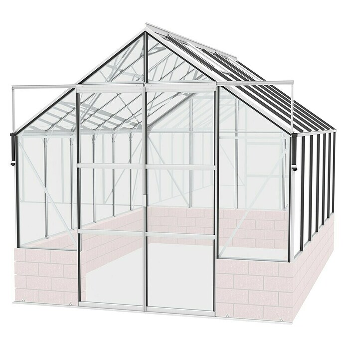 Vitavia Gewächshaus Cassandra 9900 (3,85 x 2,57 x 2,49 m, Farbe: Aluminium, Einscheibensicherheitsglas (ESG))