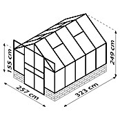 Vitavia Gewächshaus (3.231 x 2.570 x 2.489 mm, Glasstärke: 3 mm, Einscheibensicherheitsglas (ESG), Ohne Sockel)