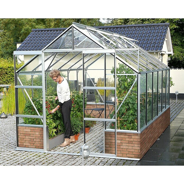 Vitavia Gewächshaus Cassandra 9900 (3,85 x 2,57 x 2,49 m, Farbe: Aluminium, Einscheibensicherheitsglas (ESG))