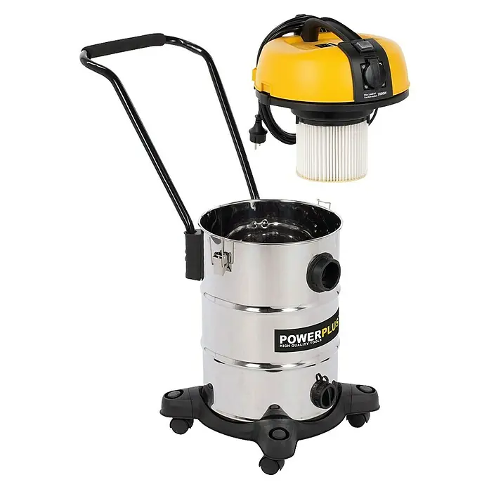 PowerPlus Aspirador en seco y húmedo eléctrico POWX3240 - 1.200 W, Volumen de recipiente: 30 l, Con bolsa - El aspirador de líquidos y sólidos Powerplus con 2000W de potencia es un dispositivo versátil para limpiar diferentes superficies.