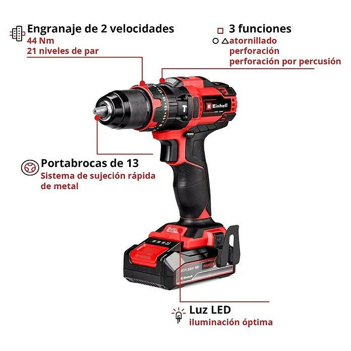 Einhell Power X-Change 18V Akku-Schlagbohrschrauber TE-CD 18/44 Li-i (18 V, 1 Akku, 2,5 Ah, 44 Nm) | BAUHAUS