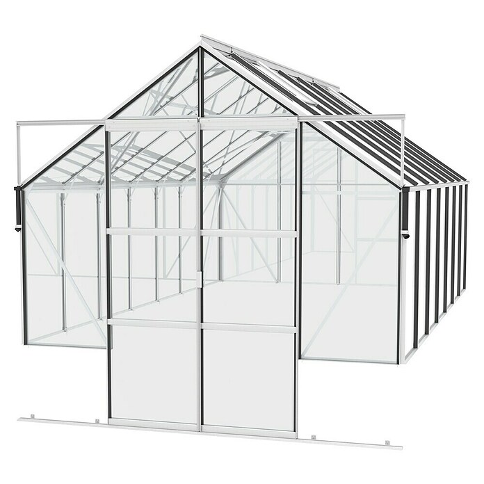 Vitavia Gewächshaus Cassandra 11500 (4,48 x 2,57 x 2,49 m, Farbe: Aluminium, Einscheibensicherheitsglas (ESG))