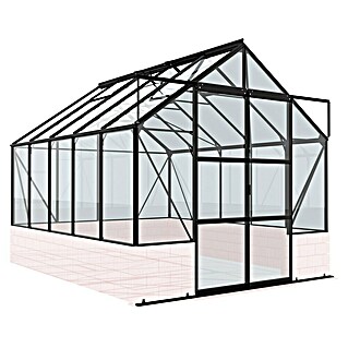 Vitavia Gewächshaus Cassandra 8300 (Außenmaß inkl. Dachüberstand (B x T): 257 x 323 cm, 3 mm, Schwarz)