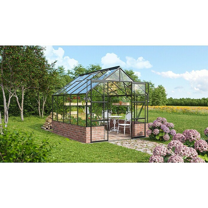 Vitavia Gewächshaus (3.231 x 2.570 x 2.489 mm, Glasstärke: 3 mm, Einscheibensicherheitsglas (ESG), Ohne Sockel)