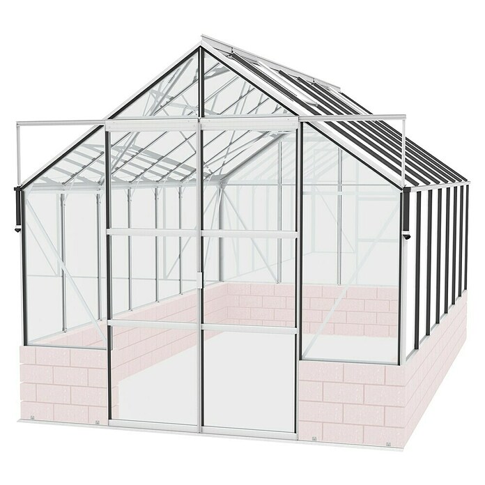 Vitavia Gewächshaus Cassandra 11500 (4,48 x 2,57 x 2,49 m, Farbe: Aluminium, Einscheibensicherheitsglas (ESG))