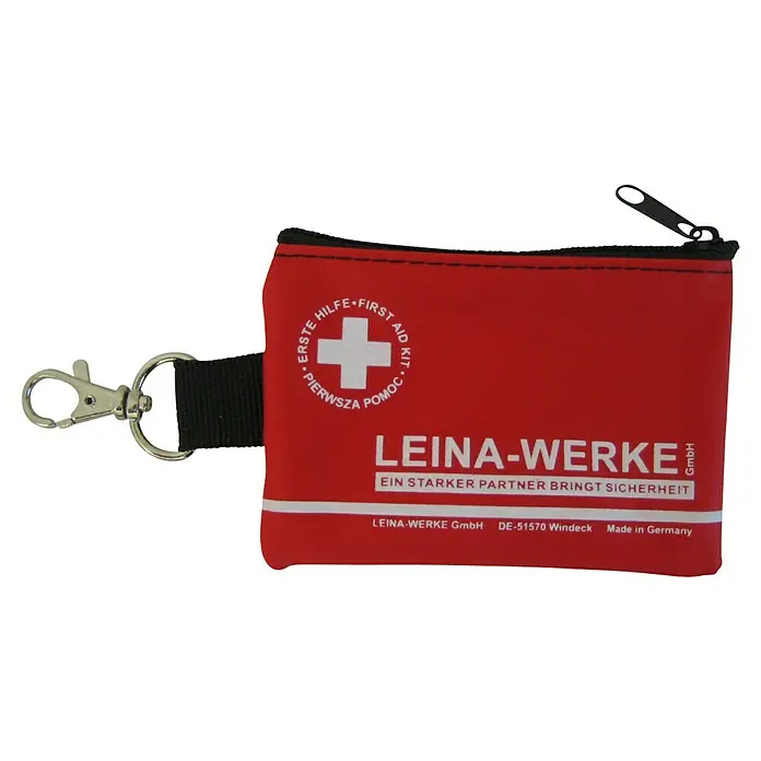 Leina-Werke Beatmungshilfe - Schlüsselanhänger, DIN 13154 - Rote Erste-Hilfe-Tasche von LEINA-WERKE mit Karabinerhaken und Reißverschluss, ideal für unterwegs und Reisen.