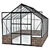Vitavia Gewächshaus (3,85 x 2,57 x 2,49 m, Farbe: Schwarz, Sockelmauer, Farbe Stein: Sandstein, Einscheibensicherheitsglas (ESG))