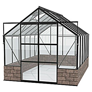 Vitavia Gewächshaus Cassandra 9900 Plus (Außenmaß inkl. Dachüberstand (B x T): 257 x 385 cm, 3 mm, Schwarz/ Herbstlaub)