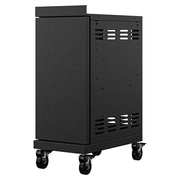 Kingstone Seitenschrank Cliff - Schwarz, B x T x H: 31,2 x 50,9 x 78,2 cm - Schwarzer Rollwagen mit Lüftungsschlitzen für den Transport von Geräten oder als Werkzeugwagen.