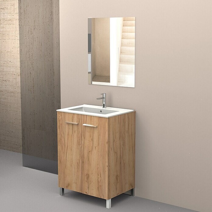 Conjunto de mueble de baño Smart (Ancho: 60 cm, Roble, 3 pzs.) | BAUHAUS