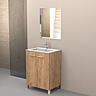Conjunto de mueble de baño Smart (Ancho: 60 cm, Roble, 3 pzs.)