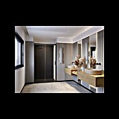 Duscholux Mampara de ducha frontal corredera Mode One24 (135 x 200 cm, Vidrio transparente, Longitud regulable: 130,1 cm - 135 cm, Plata Brillo) | BAUHAUS