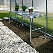 Vitavia Gewächshaus (3,85 x 2,57 x 2,49 m, Farbe: Aluminium, Sockelmauer, Farbe Stein: Sandstein, Einscheibensicherheitsglas (ESG))