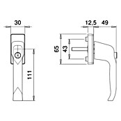 Portaferm Fenstergriff (Vierkantstift: 7 mm, Silber, Universell einsetzbar, Druckzylinder)