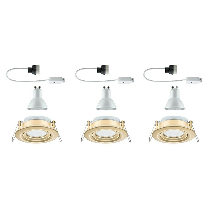 Paulmann Nova Set de focos LED empotrables Nova Coin (7 W, Blanco cálido, IP65, 3 ud., Oro) | BAUHAUS