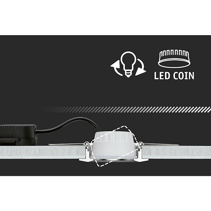 Paulmann Nova Set de focos LED empotrables redondos (Ø x Al: 7,8 x 4,5 cm, Negro, 3 ud., Blanco cálido) | BAUHAUS